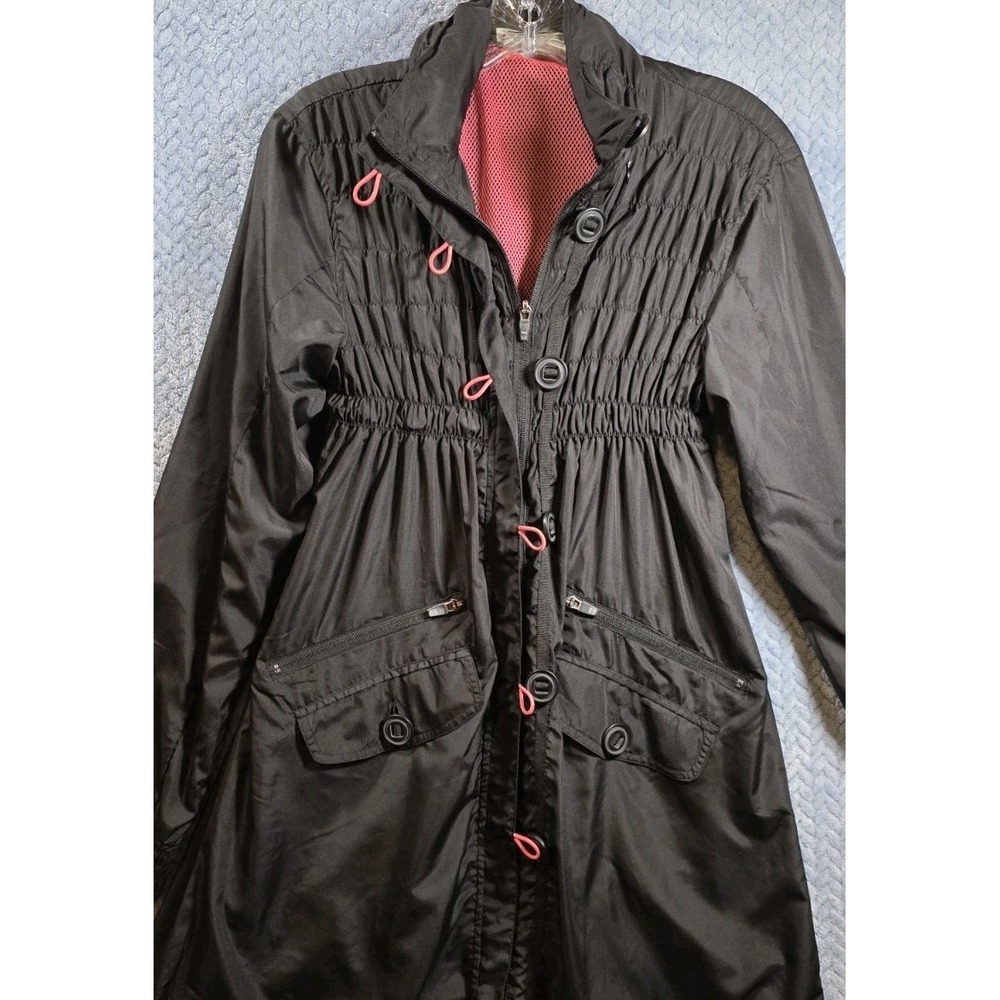 Athleta Women's Black Pink‎ Shock Cord Anorak Hooded Lined Jacket Small